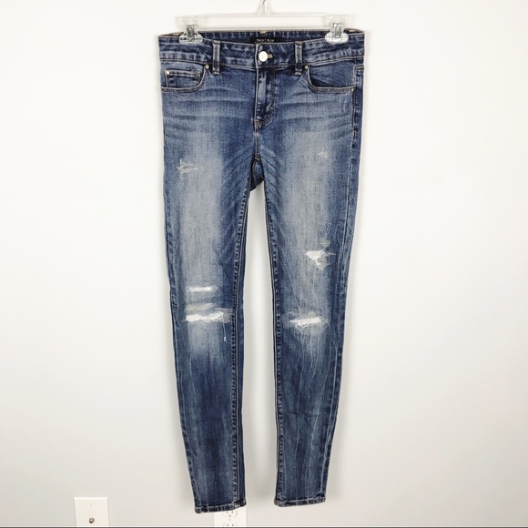 White House Black Market Denim - White House Black Market Distrssed Skinny Leg Jean